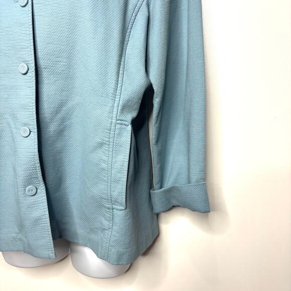 Eileen Fisher Light Blue Cotton Lightweight Jacket Nehru Collar M - Picture 7 of 8